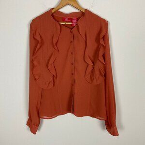 Oscar de la Renta Orange Button Down Shirt Size 16